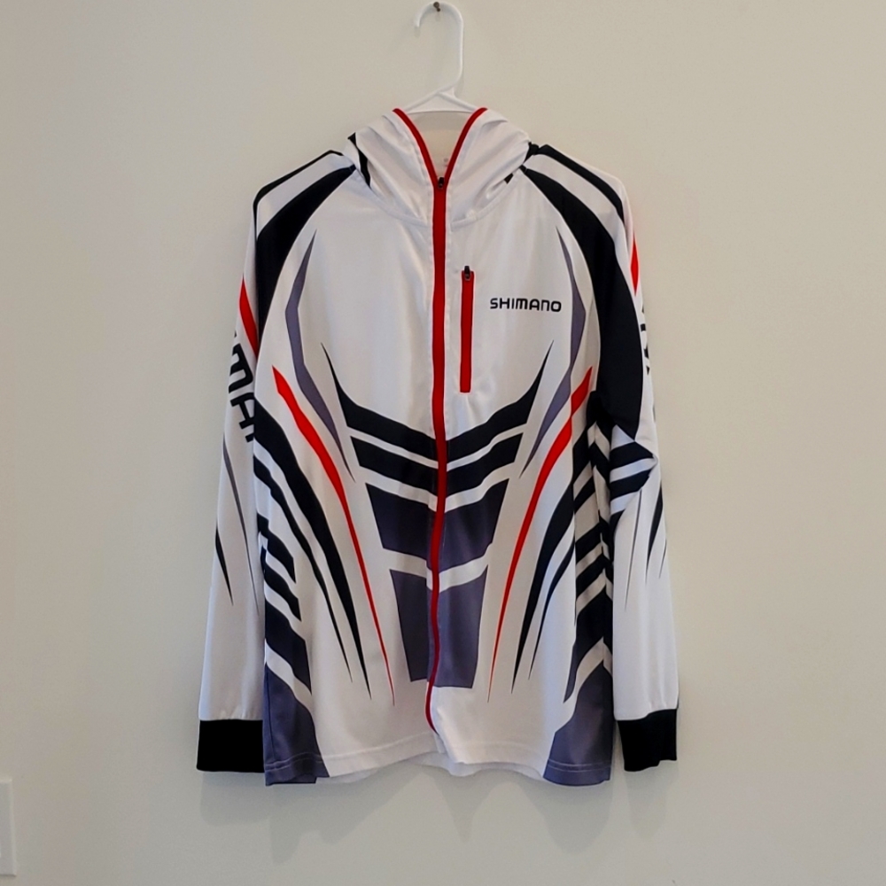 Shimano White Black Red Performance Hooded Jacket